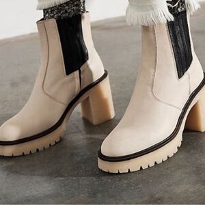 White Leather platform Boots